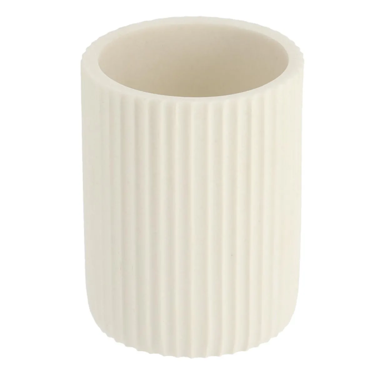 TENDANCE Set d'accessoires salle de bain résine Strié Blanc Online