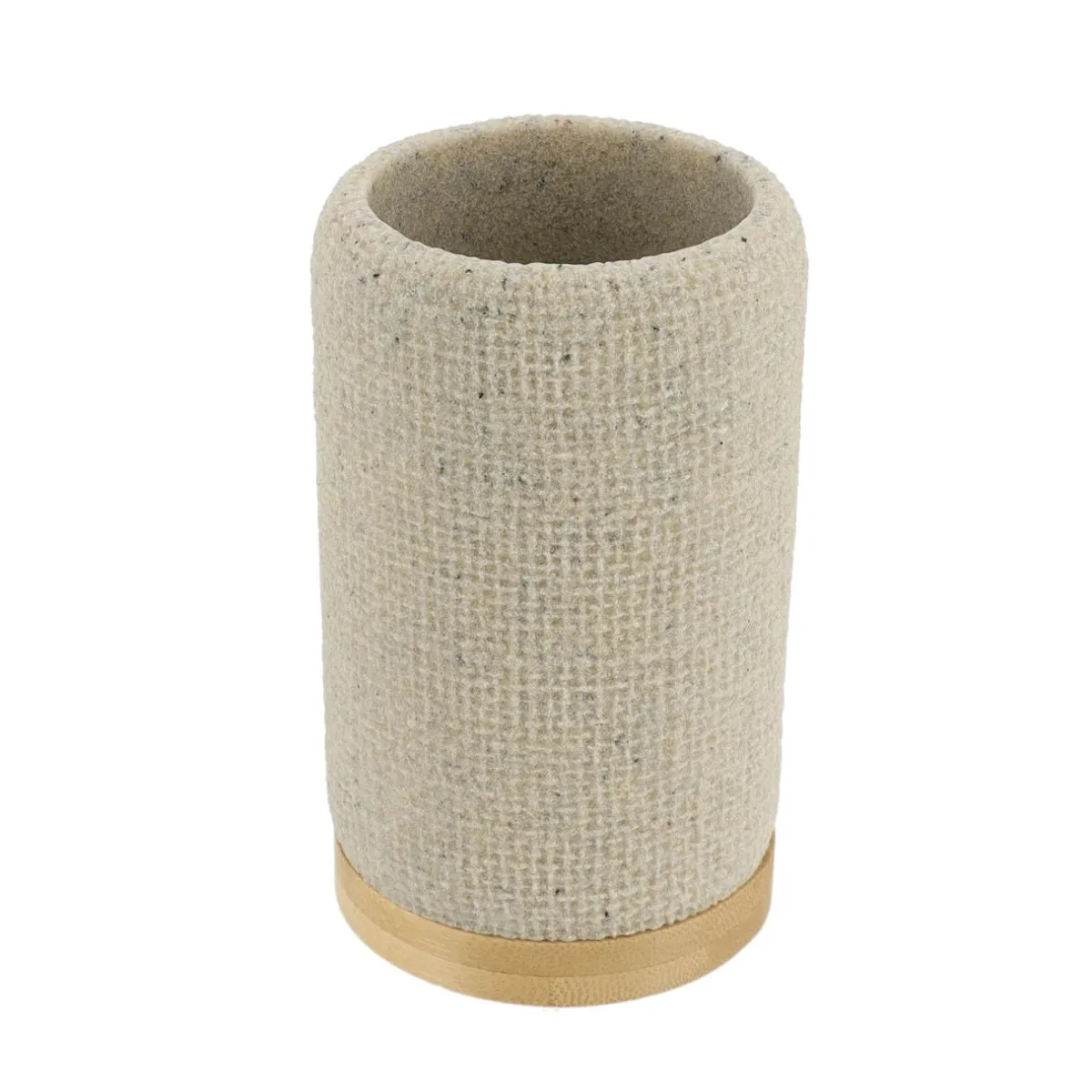 TENDANCE Set d'accessoires salle de bain effet Maille Beige Best