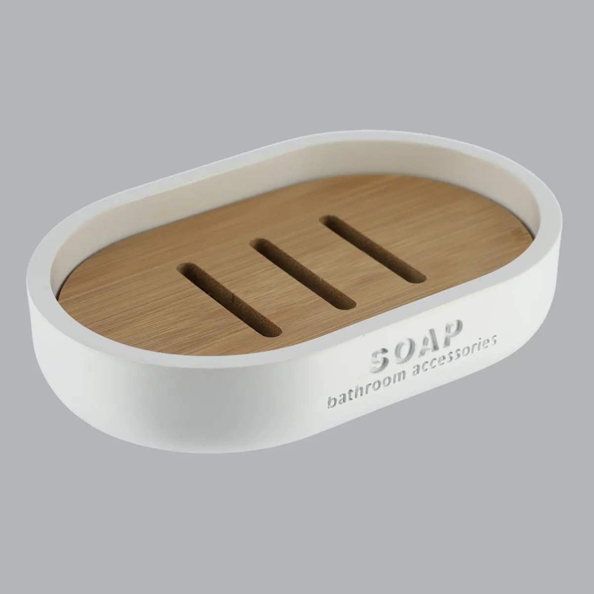 TENDANCE Set d'accessoires salle de bain Purebamboo Blanc New