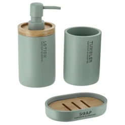 TENDANCE Set d'accessoires salle de bain Purebamboo Vert Eucalyptus Clearance