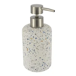 TENDANCE Set d'accessoires salle de bain ciment Terrazzo Blanc Discount
