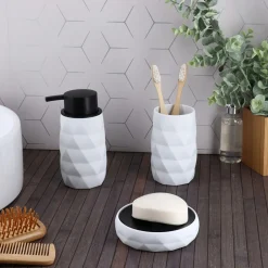 TENDANCE Set d'accessoires salle de bain Rubby Blanc Best