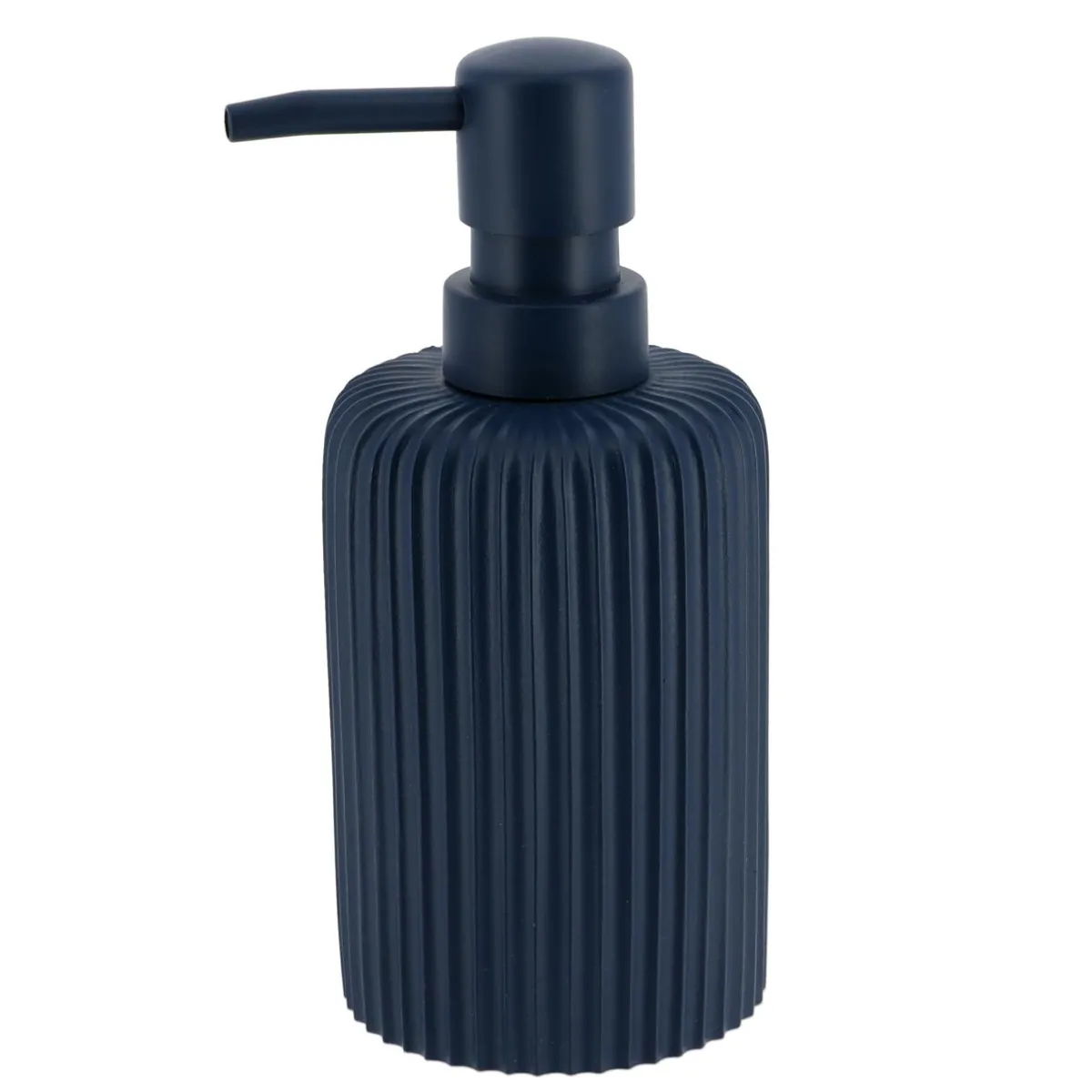 TENDANCE Set d'accessoires salle de bain résine Strié Bleu marine Discount
