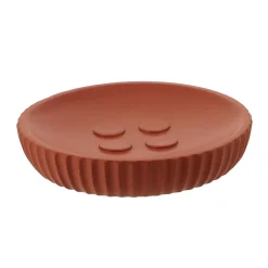 TENDANCE Set d'accessoires salle de bain résine Strié Terracotta