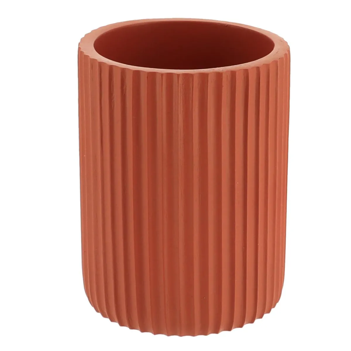 TENDANCE Set d'accessoires salle de bain résine Strié Terracotta