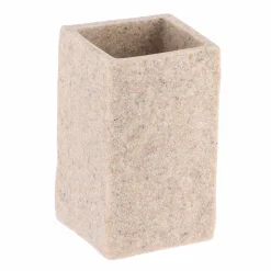 TENDANCE Set d'accessoires salle de bain Effet Pierre Naturel Beige Discount