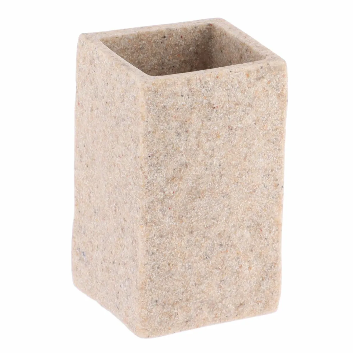 TENDANCE Set d'accessoires salle de bain Effet Pierre Naturel Beige Discount