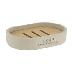 TENDANCE Set d'accessoires salle de bain Purebamboo Beige Hot