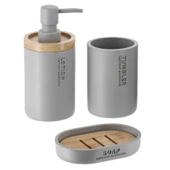 TENDANCE Set d'accessoires salle de bain Purebamboo Gris clair Sale