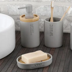 TENDANCE Set d'accessoires salle de bain Purebamboo Gris clair Sale