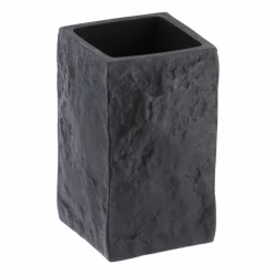 TENDANCE Set d'accessoires salle de bain Effet Pierre Noir Sale