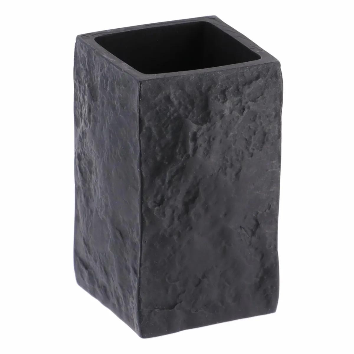 TENDANCE Set d'accessoires salle de bain Effet Pierre Noir Sale