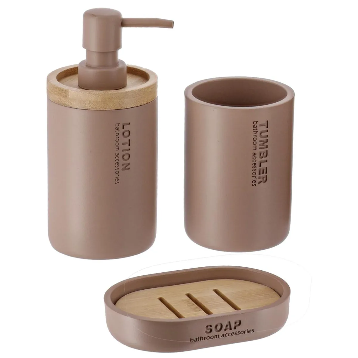 TENDANCE Set d'accessoires salle de bain Purebamboo Cappuccino Marron