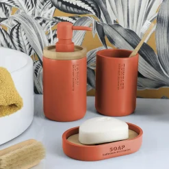 TENDANCE Set d'accessoires salle de bain Purebamboo Terracotta Hot