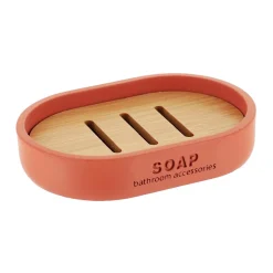 TENDANCE Set d'accessoires salle de bain Purebamboo Terracotta Hot