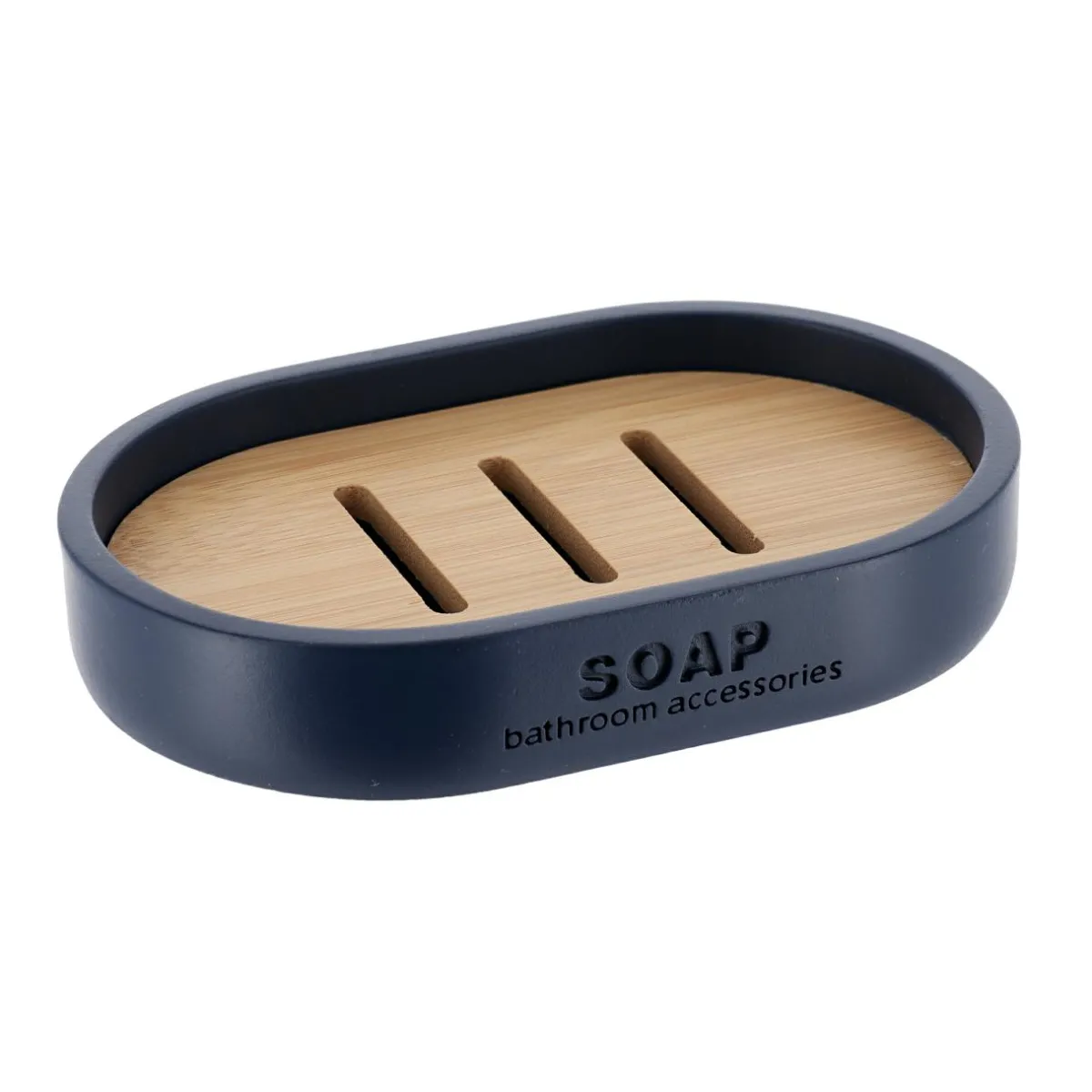 TENDANCE Set d'accessoires salle de bain Purebamboo Bleu marine Best
