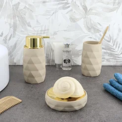 TENDANCE Set d'accessoires salle de bain Rubby Beige Best