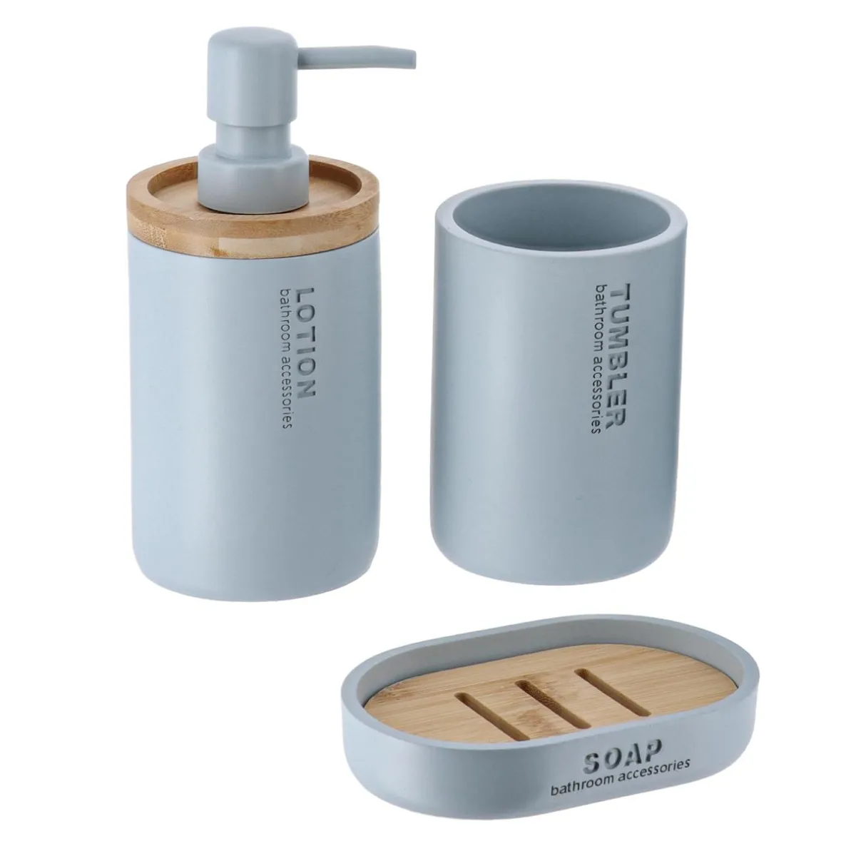 TENDANCE Set d'accessoires salle de bain Purebamboo Bleu clair Clearance