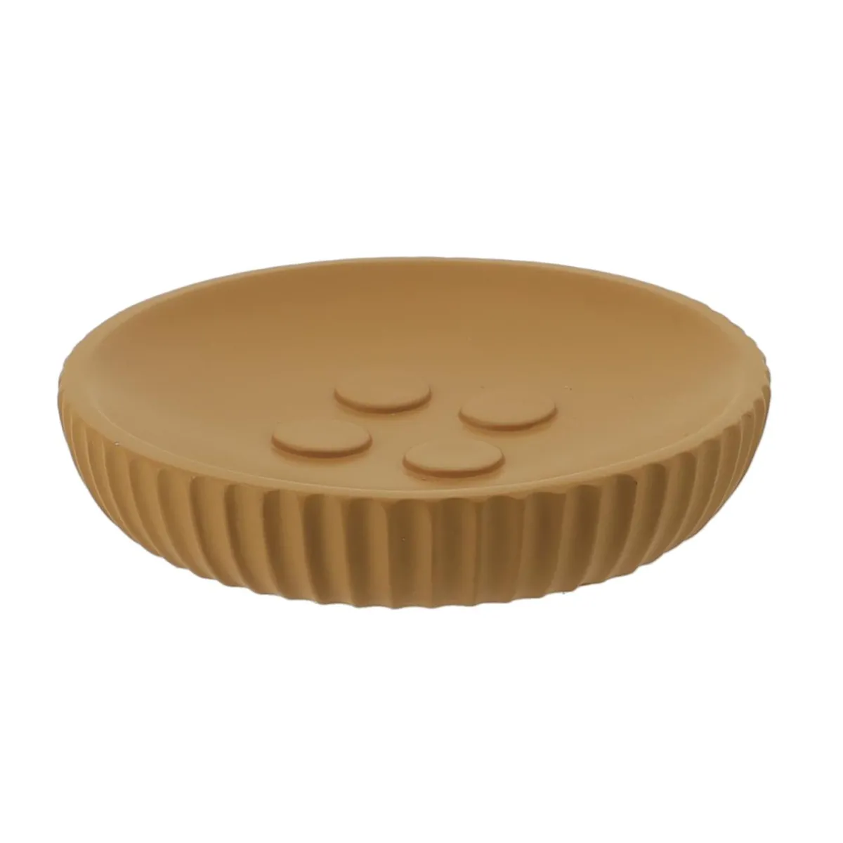 TENDANCE Set d'accessoires salle de bain résine Strié Jaune moutarde Outlet