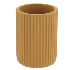 TENDANCE Set d'accessoires salle de bain résine Strié Jaune moutarde Outlet