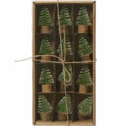 KAEMINGK Set de décorations à parsemer Sapins en lot de 12 Vert Hot