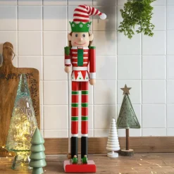 KAEMINGK Soldat Casse-noisette en bois (H50 cm) Lutin du Père Noël et vert Rouge