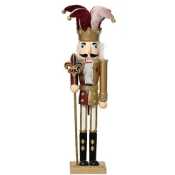 KAEMINGK Soldat casse-noisette en bois (H40 cm) Arlequin Lie de vin Bordeaux Hot
