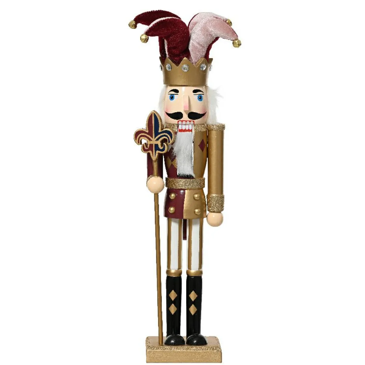 KAEMINGK Soldat casse-noisette en bois (H40 cm) Arlequin Lie de vin Bordeaux Hot