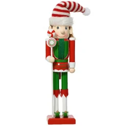 KAEMINGK Soldat Casse-noisette en bois (H30 cm) Lutin du Père Noël et vert Rouge Sale
