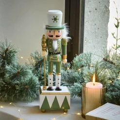 KAEMINGK Soldat Casse-noisette Musical en bois (H30 cm) Edouard Impérial et blanc Vert Discount