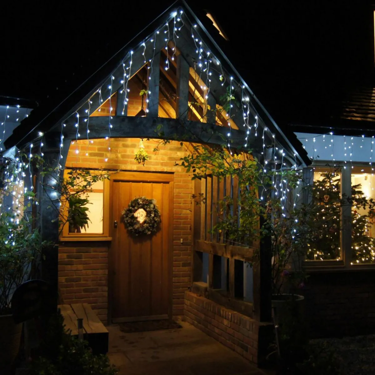 EMINZA Stalactite lumineuse 7,50 m 175 LED câble blanc Stars Blanc froid Blanc Froid - câble blanc Hot