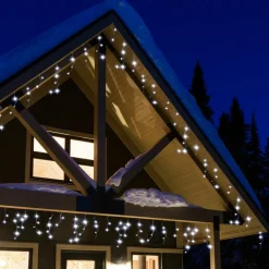 EMINZA Stalactite lumineuse 11 m 259 LED câble blanc Stars Blanc froid Blanc Froid - câble blanc Hot