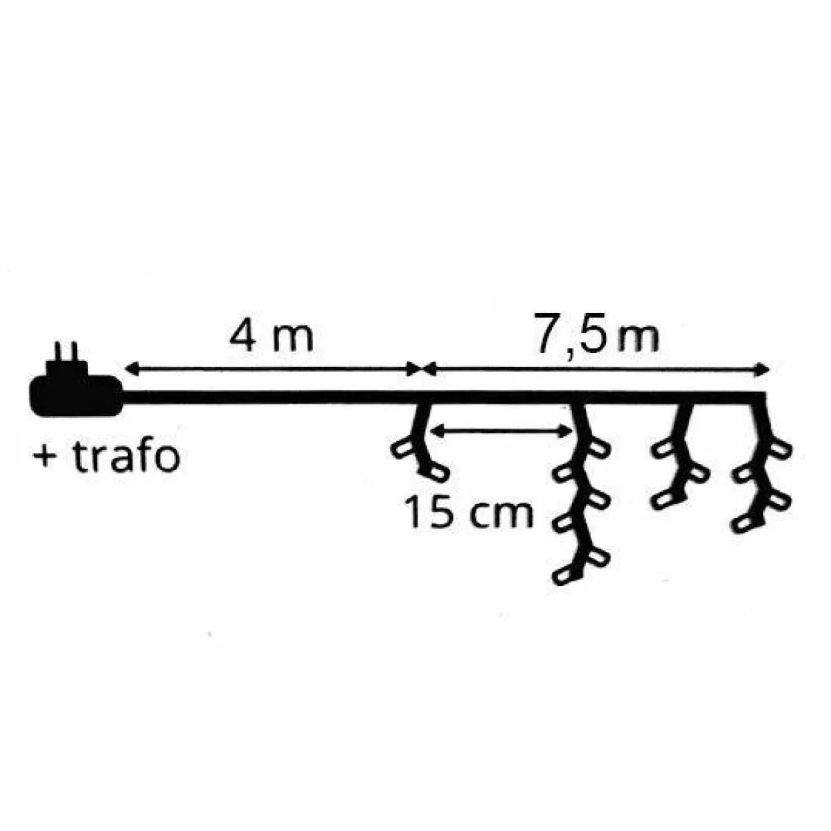 EMINZA Stalactite lumineuse 7,50 m 175 LED câble blanc Stars Blanc chaud Blanc Chaud - câble blanc