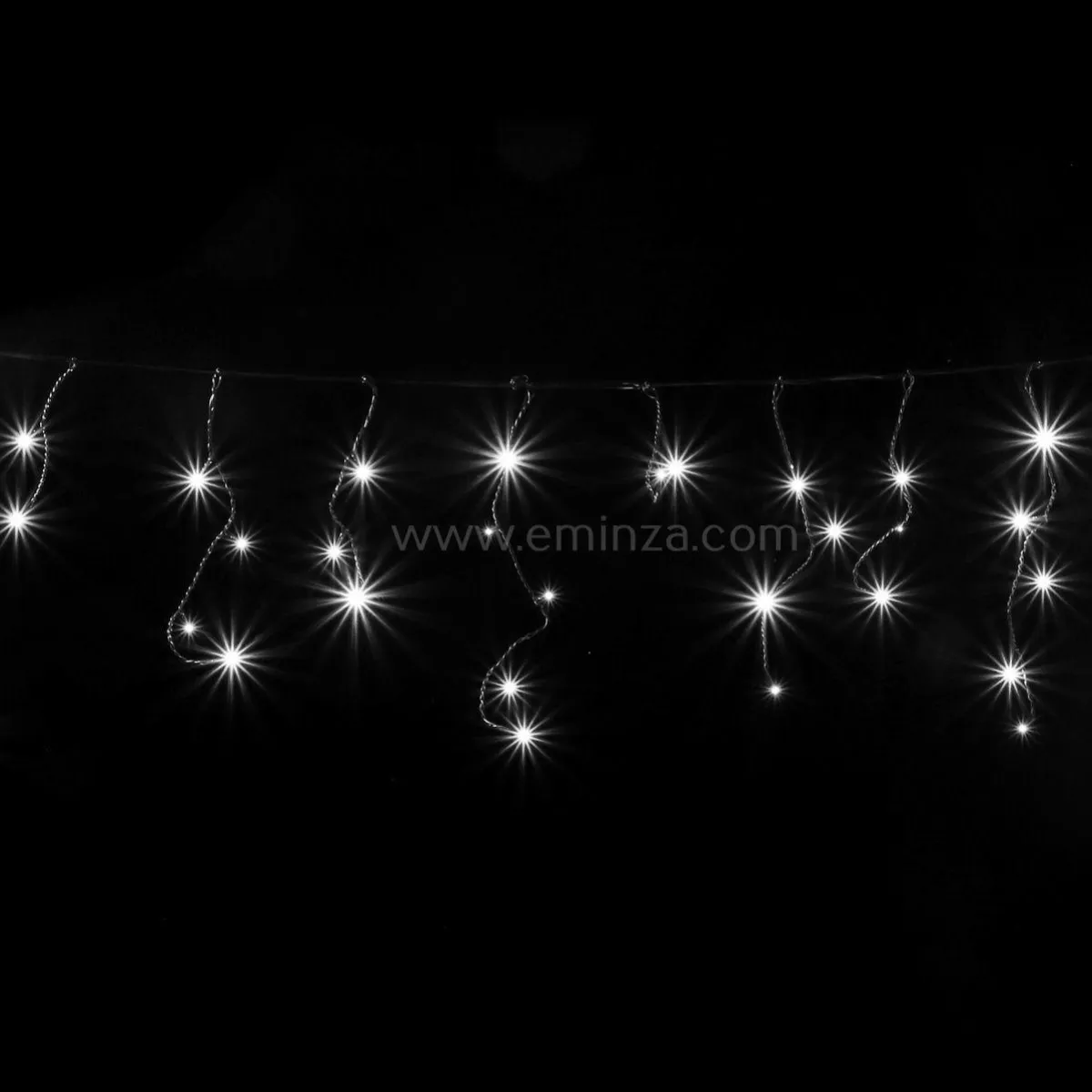 EMINZA Stalactite lumineuse 20 m 490 LED câble noir Stars Blanc froid Blanc Froid - câble noir Clearance