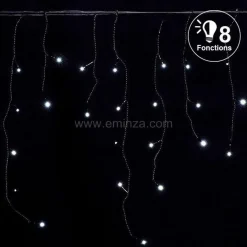 EMINZA Stalactite lumineuse 7,50 m 175 LED câble noir Blanc froid