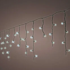 EMINZA Stalactite lumineuse 30 m 900 LED câble noir Stars Grande hauteur XL Timer Blanc froid Blanc Froid - câble noir Discount