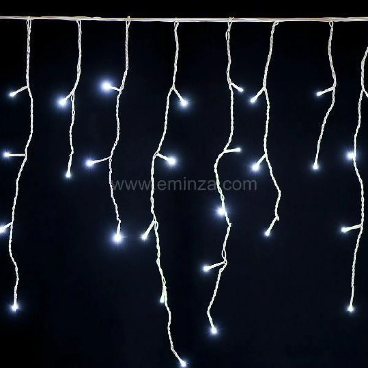 EMINZA Stalactite lumineuse 30 m 900 LED Stars Grande hauteur XL Timer Blanc froid Blanc Froid - câble blanc