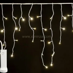 KAEMINGK Stalactite lumineuse à piles 14 m 384 LED câble blanc Durawise Blanc chaud New