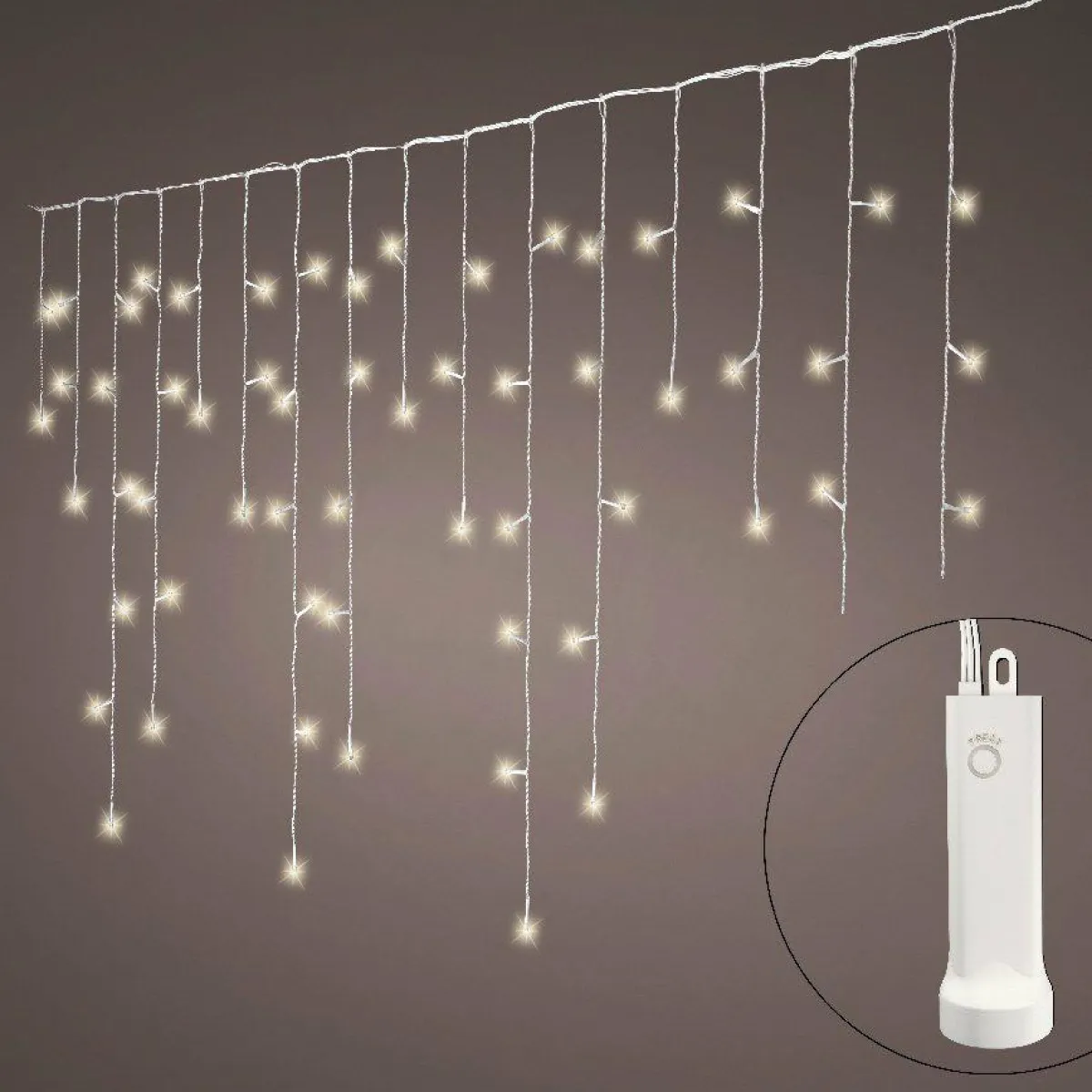 KAEMINGK Stalactite lumineuse à piles 7 m 192 LED Durawise Blanc chaud Discount