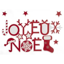 Feeric Lights & Christmas Sticker pour vitre Joyeux Noël Rouge Outlet