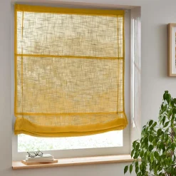 EMINZA Store bateau passe tringle (90 x 180 cm) Robin Jaune ocre Hot