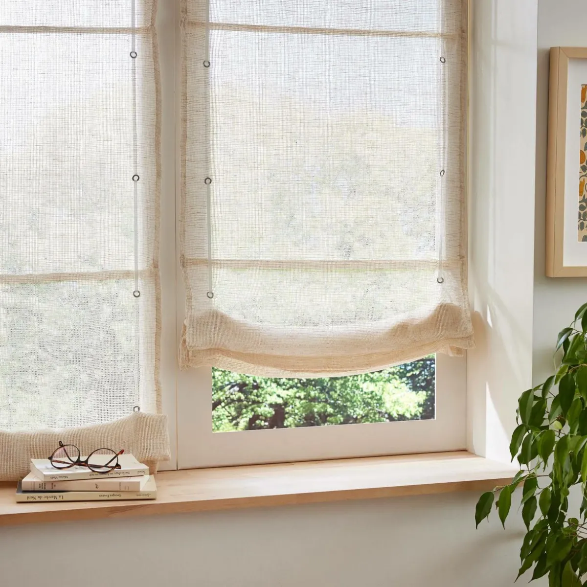 EMINZA Store bateau passe-tringle (60 x 180 cm) Luca Beige