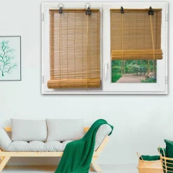 LUANCE Store enrouleur à baguettes (90 x 180 cm) Bambou Naturel Sable Outlet