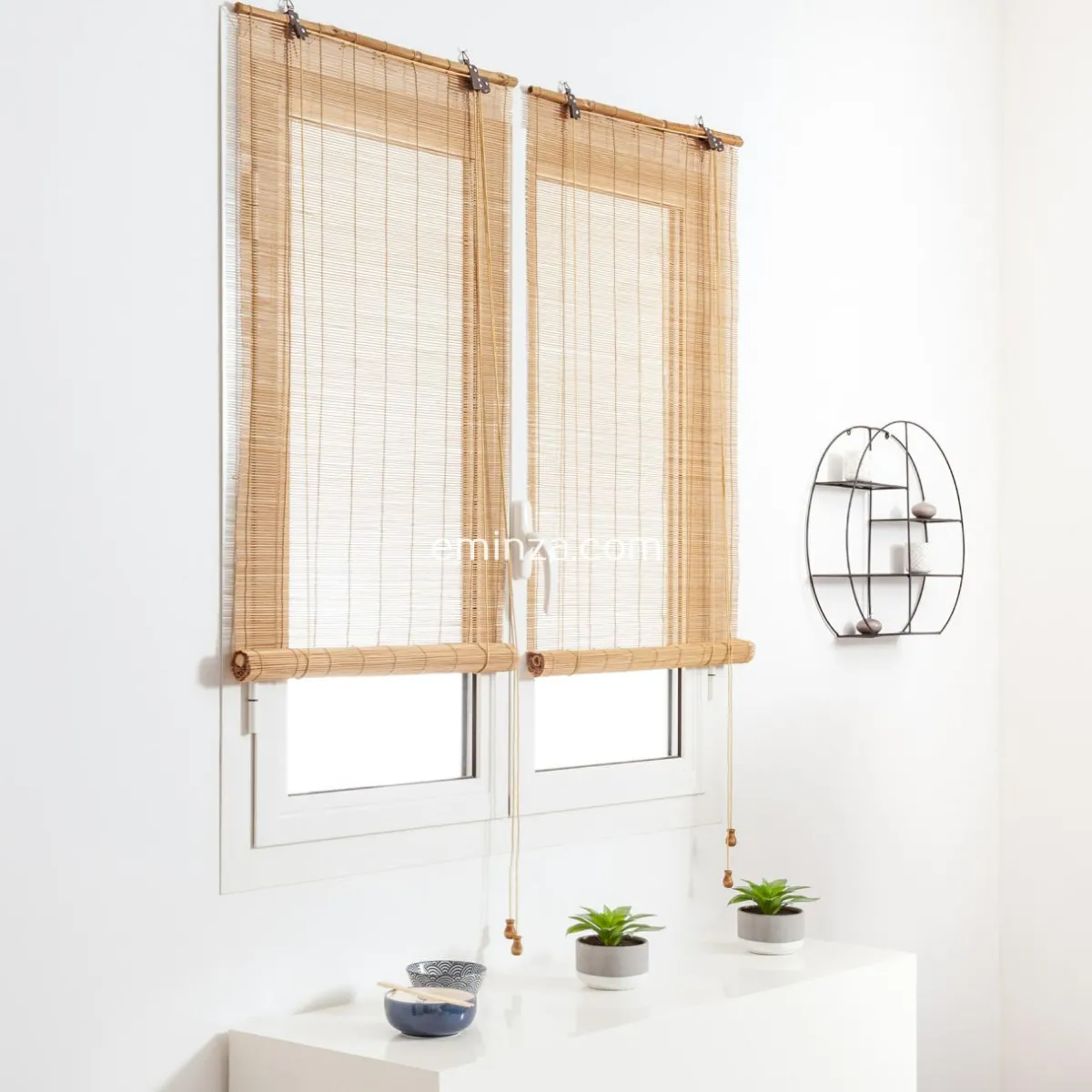 LUANCE Store enrouleur à baguettes (90 x 180 cm) Bambou Naturel Sable Outlet