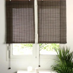 LUANCE Store enrouleur à lattes (40 x 180 cm) Bambou Chocolat Marron Clearance