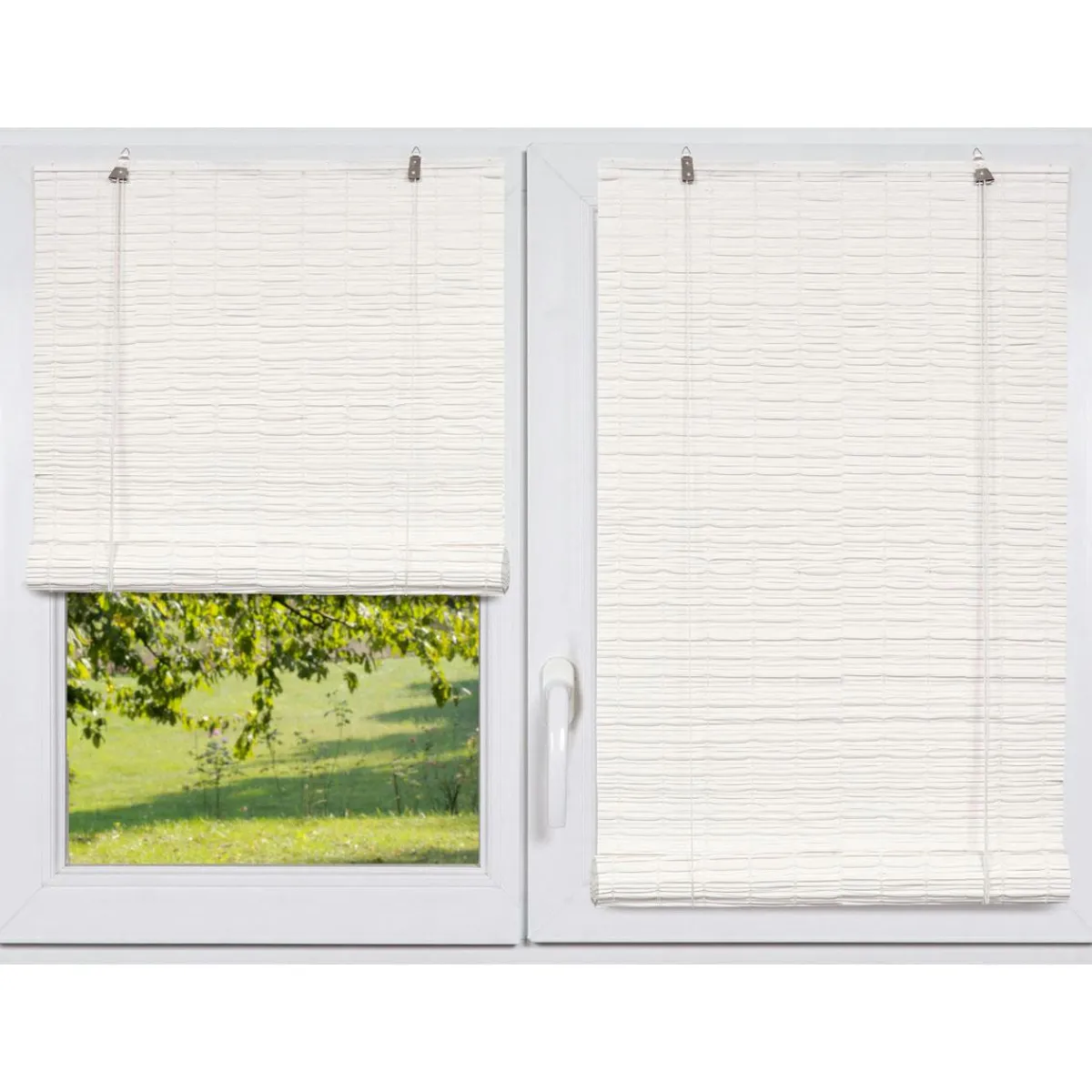 LUANCE Store enrouleur extérieur effet rotin (120 x 180 cm) Tanoa Blanc Best