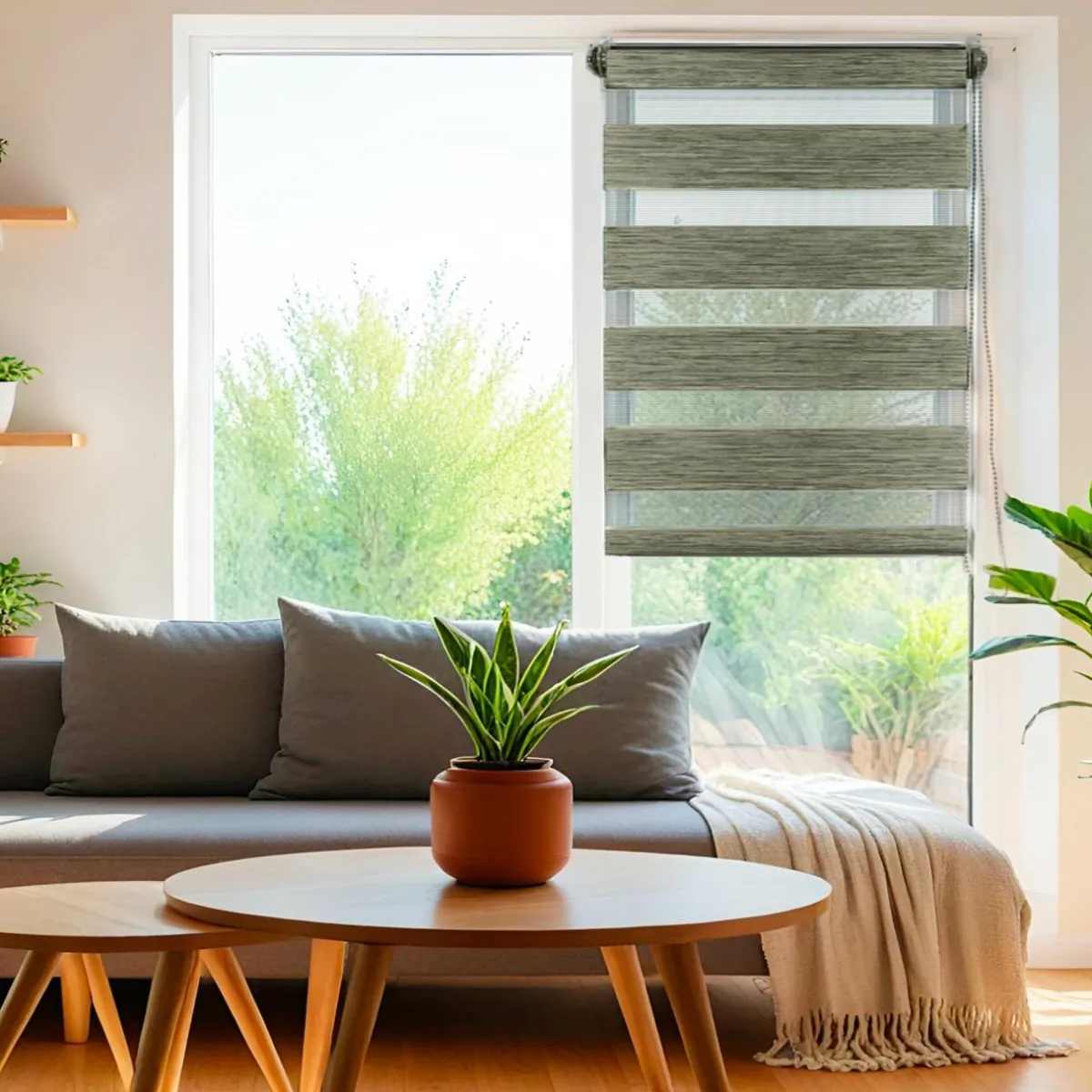 LUANCE Store enrouleur Jour / Nuit (75 x 180 cm) chiné Vert Sale