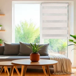 LUANCE Store enrouleur Jour / Nuit (45 x 250 cm) Beige chiné New