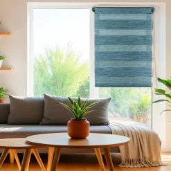 LUANCE Store enrouleur Jour / Nuit (75 x 180 cm) Bleu Sale