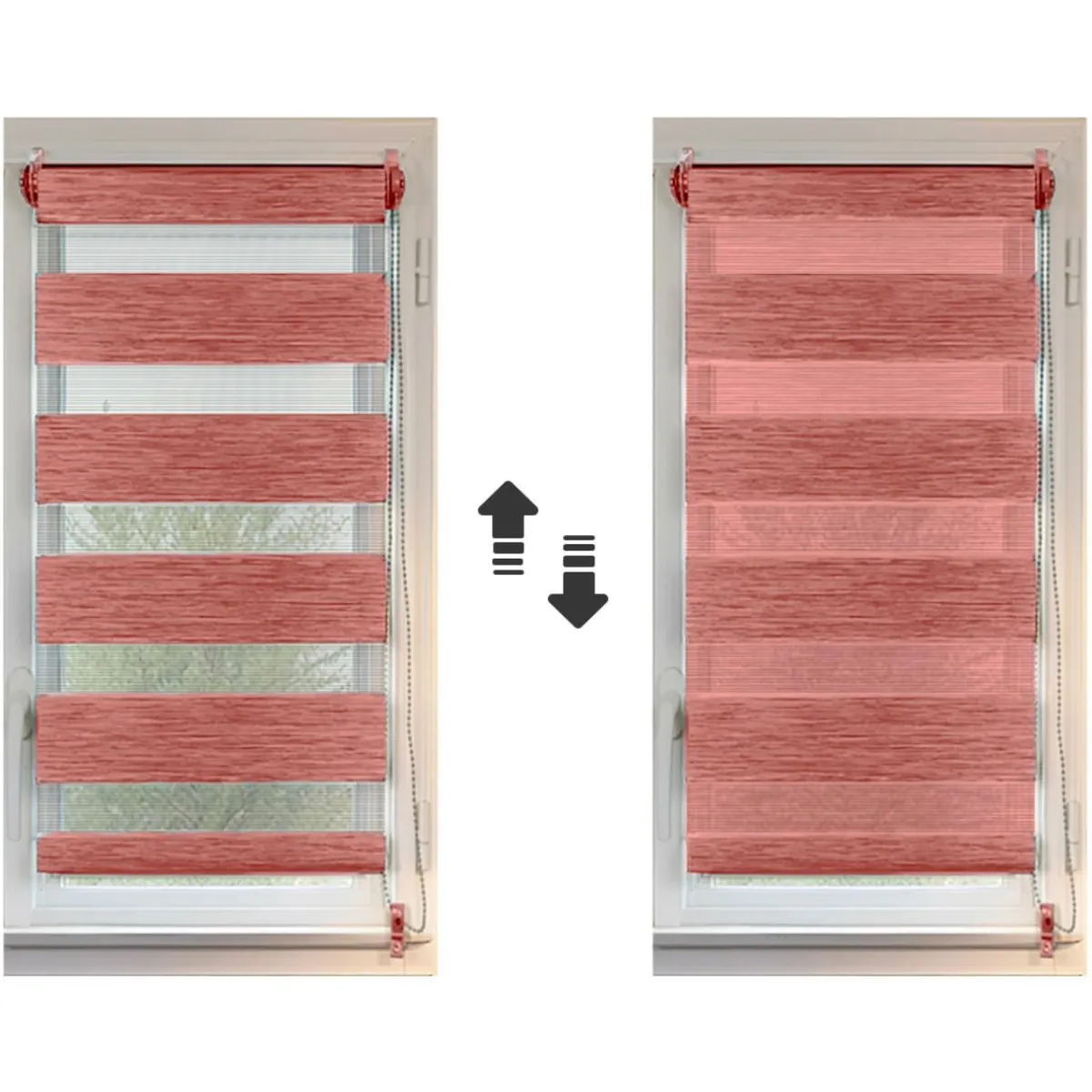 LUANCE Store enrouleur Jour / Nuit (60 x 180 cm) Terracotta Hot